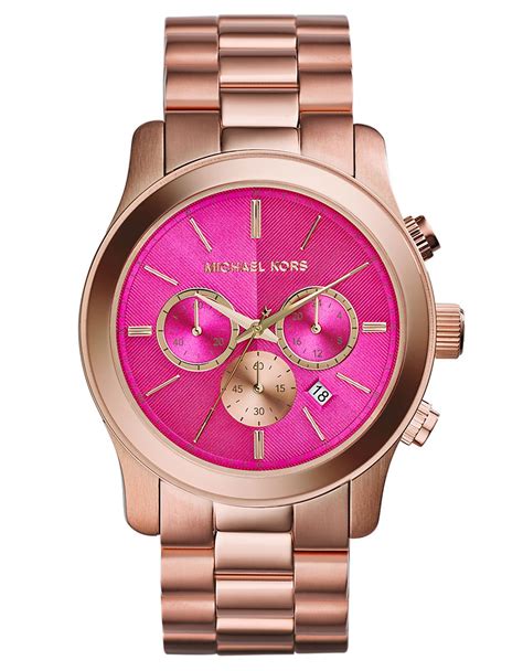 michael kors rose gold watch with hot pink face|rose gold mk watch cheap.